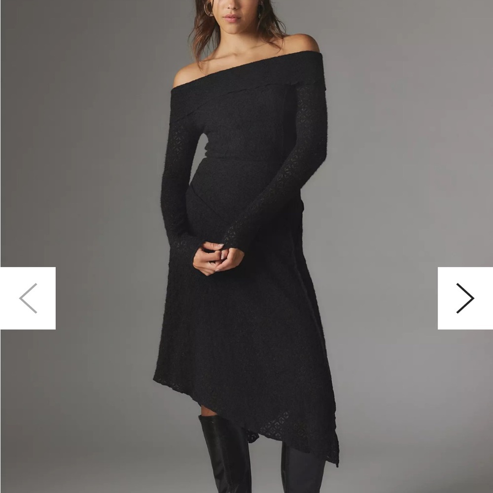 UO Yaya Asymmetrical Off-The-Shoulder Midi Dress